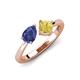 4 - Lysha 1.41 ctw Iolite Pear Shape (7x5 mm) & Lab Created Yellow Sapphire Cushion Shape (5.00 mm) Toi Et Moi Engagement Ring 