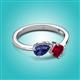 3 - Lysha 1.41 ctw Iolite Pear Shape (7x5 mm) & Lab Created Ruby Cushion Shape (5.00 mm) Toi Et Moi Engagement Ring 