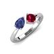 4 - Lysha 1.41 ctw Iolite Pear Shape (7x5 mm) & Lab Created Ruby Cushion Shape (5.00 mm) Toi Et Moi Engagement Ring 