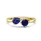 1 - Lysha 1.41 ctw Iolite Pear Shape (7x5 mm) & Lab Created Blue Sapphire Cushion Shape (5.00 mm) Toi Et Moi Engagement Ring 