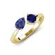 4 - Lysha 1.41 ctw Iolite Pear Shape (7x5 mm) & Lab Created Blue Sapphire Cushion Shape (5.00 mm) Toi Et Moi Engagement Ring 