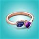 3 - Lysha 1.10 ctw Iolite Pear Shape (7x5 mm) & Amethyst Cushion Shape (5.00 mm) Toi Et Moi Engagement Ring 