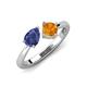 4 - Lysha 1.10 ctw Iolite Pear Shape (7x5 mm) & Citrine Cushion Shape (5.00 mm) Toi Et Moi Engagement Ring 