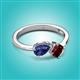 3 - Lysha 1.35 ctw Iolite Pear Shape (7x5 mm) & Red Garnet Cushion Shape (5.00 mm) Toi Et Moi Engagement Ring 