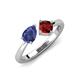 4 - Lysha 1.35 ctw Iolite Pear Shape (7x5 mm) & Red Garnet Cushion Shape (5.00 mm) Toi Et Moi Engagement Ring 