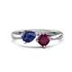 1 - Lysha 1.22 ctw Iolite Pear Shape (7x5 mm) & Rhodolite Garnet Cushion Shape (5.00 mm) Toi Et Moi Engagement Ring 