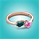 3 - Lysha 1.66 ctw London Blue Topaz Pear Shape (7x5 mm) & Lab Created Pink Sapphire Cushion Shape (5.00 mm) Toi Et Moi Engagement Ring 