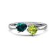 1 - Lysha 1.50 ctw London Blue Topaz Pear Shape (7x5 mm) & Peridot Cushion Shape (5.00 mm) Toi Et Moi Engagement Ring 