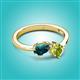 3 - Lysha 1.50 ctw London Blue Topaz Pear Shape (7x5 mm) & Peridot Cushion Shape (5.00 mm) Toi Et Moi Engagement Ring 