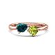 1 - Lysha 1.50 ctw London Blue Topaz Pear Shape (7x5 mm) & Peridot Cushion Shape (5.00 mm) Toi Et Moi Engagement Ring 