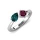4 - Lysha 1.47 ctw London Blue Topaz Pear Shape (7x5 mm) & Rhodolite Garnet Cushion Shape (5.00 mm) Toi Et Moi Engagement Ring 