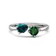 1 - Lysha 1.40 ctw London Blue Topaz Pear Shape (7x5 mm) & Lab Created Emerald Cushion Shape (5.00 mm) Toi Et Moi Engagement Ring 