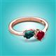 3 - Lysha 1.66 ctw London Blue Topaz Pear Shape (7x5 mm) & Lab Created Ruby Cushion Shape (5.00 mm) Toi Et Moi Engagement Ring 