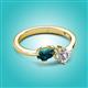 3 - Lysha 1.35 ctw London Blue Topaz Pear Shape (7x5 mm) & Natural Diamond Cushion Shape (5.00 mm) Toi Et Moi Engagement Ring 