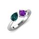 4 - Lysha 1.35 ctw London Blue Topaz Pear Shape (7x5 mm) & Amethyst Cushion Shape (5.00 mm) Toi Et Moi Engagement Ring 