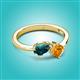 3 - Lysha 1.35 ctw London Blue Topaz Pear Shape (7x5 mm) & Citrine Cushion Shape (5.00 mm) Toi Et Moi Engagement Ring 