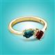 3 - Lysha 1.60 ctw London Blue Topaz Pear Shape (7x5 mm) & Red Garnet Cushion Shape (5.00 mm) Toi Et Moi Engagement Ring 