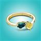 3 - Lysha 1.66 ctw London Blue Topaz Pear Shape (7x5 mm) & Lab Created Yellow Sapphire Cushion Shape (5.00 mm) Toi Et Moi Engagement Ring 