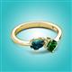 3 - Lysha 1.40 ctw London Blue Topaz Pear Shape (7x5 mm) & Lab Created Emerald Cushion Shape (5.00 mm) Toi Et Moi Engagement Ring 