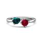 1 - Lysha 1.66 ctw London Blue Topaz Pear Shape (7x5 mm) & Lab Created Ruby Cushion Shape (5.00 mm) Toi Et Moi Engagement Ring 