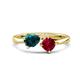 1 - Lysha 1.66 ctw London Blue Topaz Pear Shape (7x5 mm) & Lab Created Ruby Cushion Shape (5.00 mm) Toi Et Moi Engagement Ring 