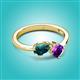 3 - Lysha 1.35 ctw London Blue Topaz Pear Shape (7x5 mm) & Amethyst Cushion Shape (5.00 mm) Toi Et Moi Engagement Ring 