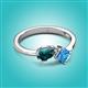 3 - Lysha 1.60 ctw London Blue Topaz Pear Shape (7x5 mm) & Blue Topaz Cushion Shape (5.00 mm) Toi Et Moi Engagement Ring 