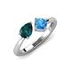 4 - Lysha 1.60 ctw London Blue Topaz Pear Shape (7x5 mm) & Blue Topaz Cushion Shape (5.00 mm) Toi Et Moi Engagement Ring 