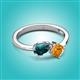 3 - Lysha 1.35 ctw London Blue Topaz Pear Shape (7x5 mm) & Citrine Cushion Shape (5.00 mm) Toi Et Moi Engagement Ring 