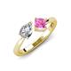 4 - Lysha 1.66 ctw Moissanite Pear Shape (7x5 mm) & Lab Created Pink Sapphire Cushion Shape (5.00 mm) Toi Et Moi Engagement Ring 