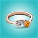 3 - Lysha 1.35 ctw Moissanite Pear Shape (7x5 mm) & Citrine Cushion Shape (5.00 mm) Toi Et Moi Engagement Ring 