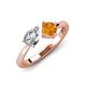 4 - Lysha 1.35 ctw Moissanite Pear Shape (7x5 mm) & Citrine Cushion Shape (5.00 mm) Toi Et Moi Engagement Ring 