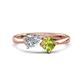 1 - Lysha 1.50 ctw Moissanite Pear Shape (7x5 mm) & Peridot Cushion Shape (5.00 mm) Toi Et Moi Engagement Ring 