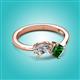 3 - Lysha 1.40 ctw Moissanite Pear Shape (7x5 mm) & Lab Created Emerald Cushion Shape (5.00 mm) Toi Et Moi Engagement Ring 