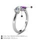 5 - Lysha 1.35 ctw Moissanite Pear Shape (7x5 mm) & Amethyst Cushion Shape (5.00 mm) Toi Et Moi Engagement Ring 