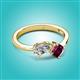 3 - Lysha 1.47 ctw Moissanite Pear Shape (7x5 mm) & Rhodolite Garnet Cushion Shape (5.00 mm) Toi Et Moi Engagement Ring 