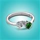3 - Lysha 1.40 ctw Moissanite Pear Shape (7x5 mm) & Lab Created Emerald Cushion Shape (5.00 mm) Toi Et Moi Engagement Ring 