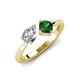 4 - Lysha 1.40 ctw Moissanite Pear Shape (7x5 mm) & Lab Created Emerald Cushion Shape (5.00 mm) Toi Et Moi Engagement Ring 