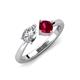 4 - Lysha 1.66 ctw Moissanite Pear Shape (7x5 mm) & Lab Created Ruby Cushion Shape (5.00 mm) Toi Et Moi Engagement Ring 