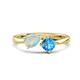 1 - Lysha 1.10 ctw Opal Pear Shape (7x5 mm) & Blue Topaz Cushion Shape (5.00 mm) Toi Et Moi Engagement Ring 