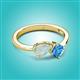 3 - Lysha 1.10 ctw Opal Pear Shape (7x5 mm) & Blue Topaz Cushion Shape (5.00 mm) Toi Et Moi Engagement Ring 