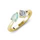 4 - Lysha 0.92 ctw Opal Pear Shape (7x5 mm) & Moissanite Cushion Shape (5.00 mm) Toi Et Moi Engagement Ring 