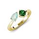 4 - Lysha 0.90 ctw Opal Pear Shape (7x5 mm) & Lab Created Emerald Cushion Shape (5.00 mm) Toi Et Moi Engagement Ring 