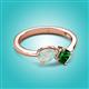 3 - Lysha 0.90 ctw Opal Pear Shape (7x5 mm) & Lab Created Emerald Cushion Shape (5.00 mm) Toi Et Moi Engagement Ring 
