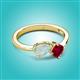 3 - Lysha 1.16 ctw Opal Pear Shape (7x5 mm) & Lab Created Ruby Cushion Shape (5.00 mm) Toi Et Moi Engagement Ring 