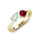 4 - Lysha 1.16 ctw Opal Pear Shape (7x5 mm) & Lab Created Ruby Cushion Shape (5.00 mm) Toi Et Moi Engagement Ring 