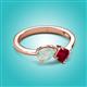 3 - Lysha 1.16 ctw Opal Pear Shape (7x5 mm) & Lab Created Ruby Cushion Shape (5.00 mm) Toi Et Moi Engagement Ring 
