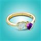 3 - Lysha 0.85 ctw Opal Pear Shape (7x5 mm) & Amethyst Cushion Shape (5.00 mm) Toi Et Moi Engagement Ring 