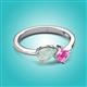 3 - Lysha 1.16 ctw Opal Pear Shape (7x5 mm) & Lab Created Pink Sapphire Cushion Shape (5.00 mm) Toi Et Moi Engagement Ring 