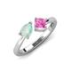 4 - Lysha 1.16 ctw Opal Pear Shape (7x5 mm) & Lab Created Pink Sapphire Cushion Shape (5.00 mm) Toi Et Moi Engagement Ring 